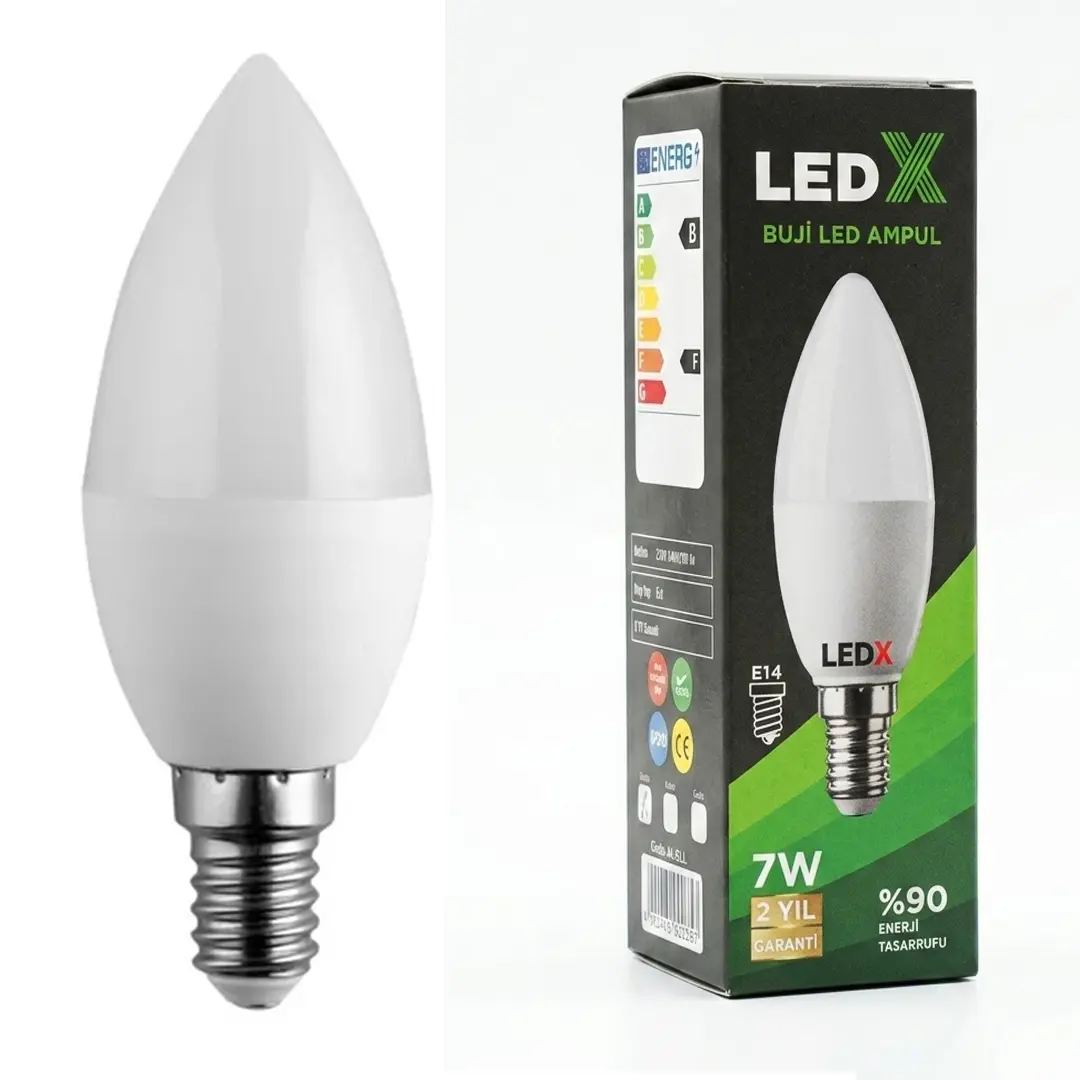 LEDX AL-EEL İNCE E14 DUY 7 WATT BEYAZ IŞIK BUJİ LED AMPUL