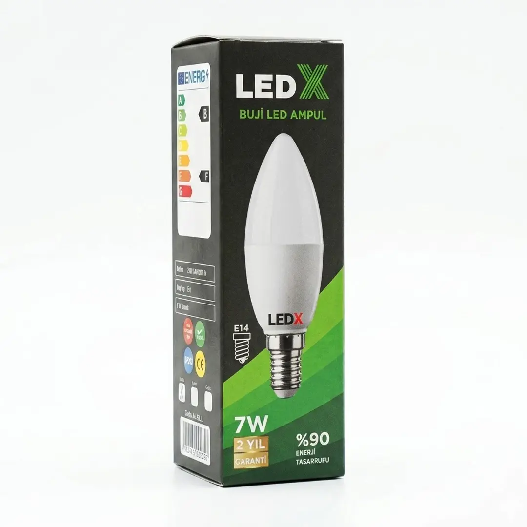 LEDX AL-EEL İNCE E14 DUY 7 WATT BEYAZ IŞIK BUJİ LED AMPUL