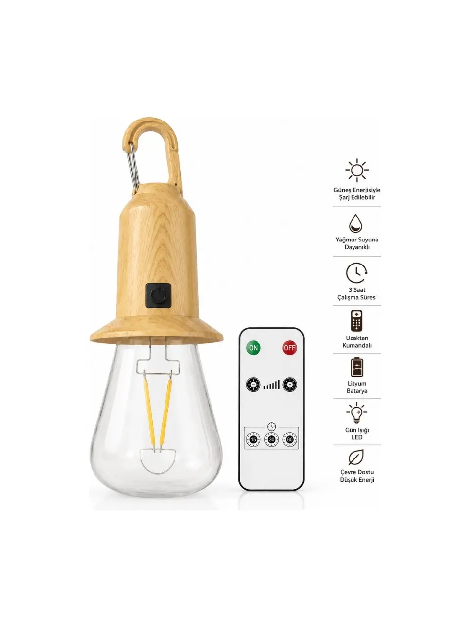 Powerdex PD-572 Güneş Enerjili Kamp Lambası Uzaktan Kumandalı Şarjlı LED Askılı Çadır Lambası