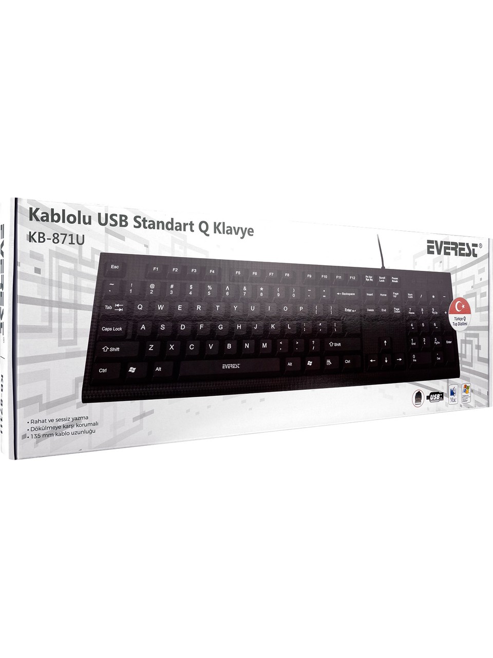 EVEREST KB-871U TÜRKÇE USB STANDART SİYAH Q KLAVYE