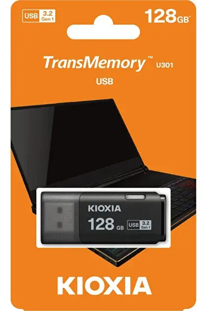 KIOXIA U301K 128GB USB 3.2 Gen1 TransMemory Flash Disk (Siyah)