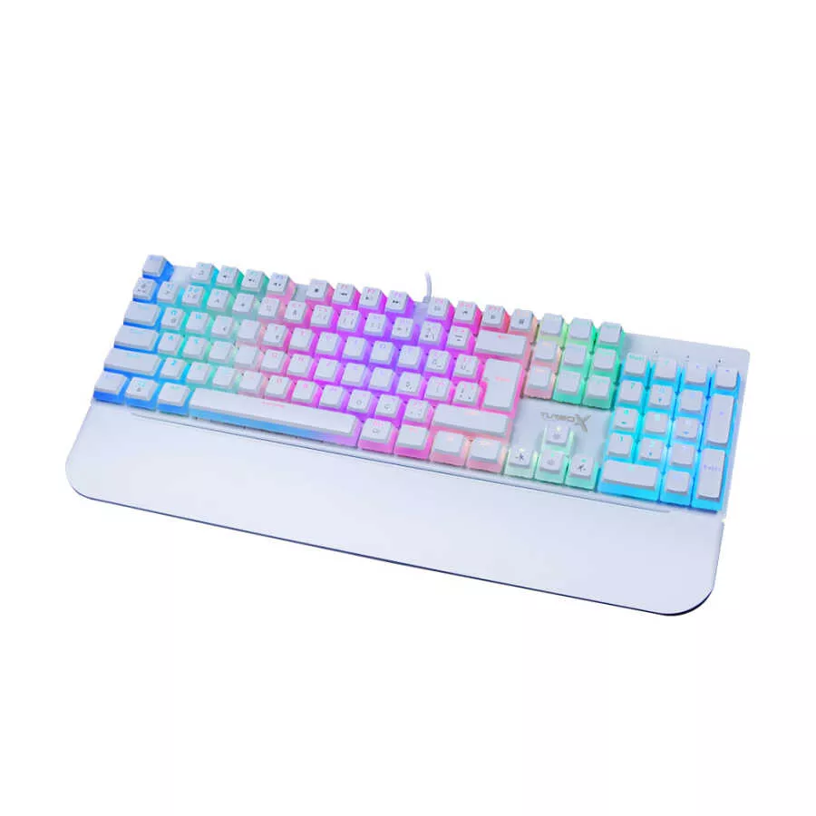 Turbox TR-MK10PD USB Kablolu (Beyaz) Rgb Makro Gaming Mekanik Klavye Puding Tuş Bilek Destekli Blue Switch Mekanik Rainbow Klavye - ID9992197