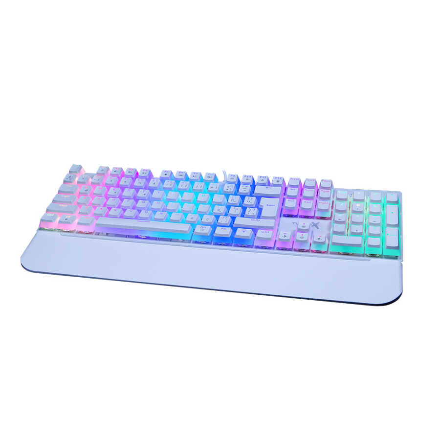Turbox TR-MK10PD USB Kablolu (Beyaz) Rgb Makro Gaming Mekanik Klavye Puding Tuş Bilek Destekli Blue Switch Mekanik Rainbow Klavye - ID9992197