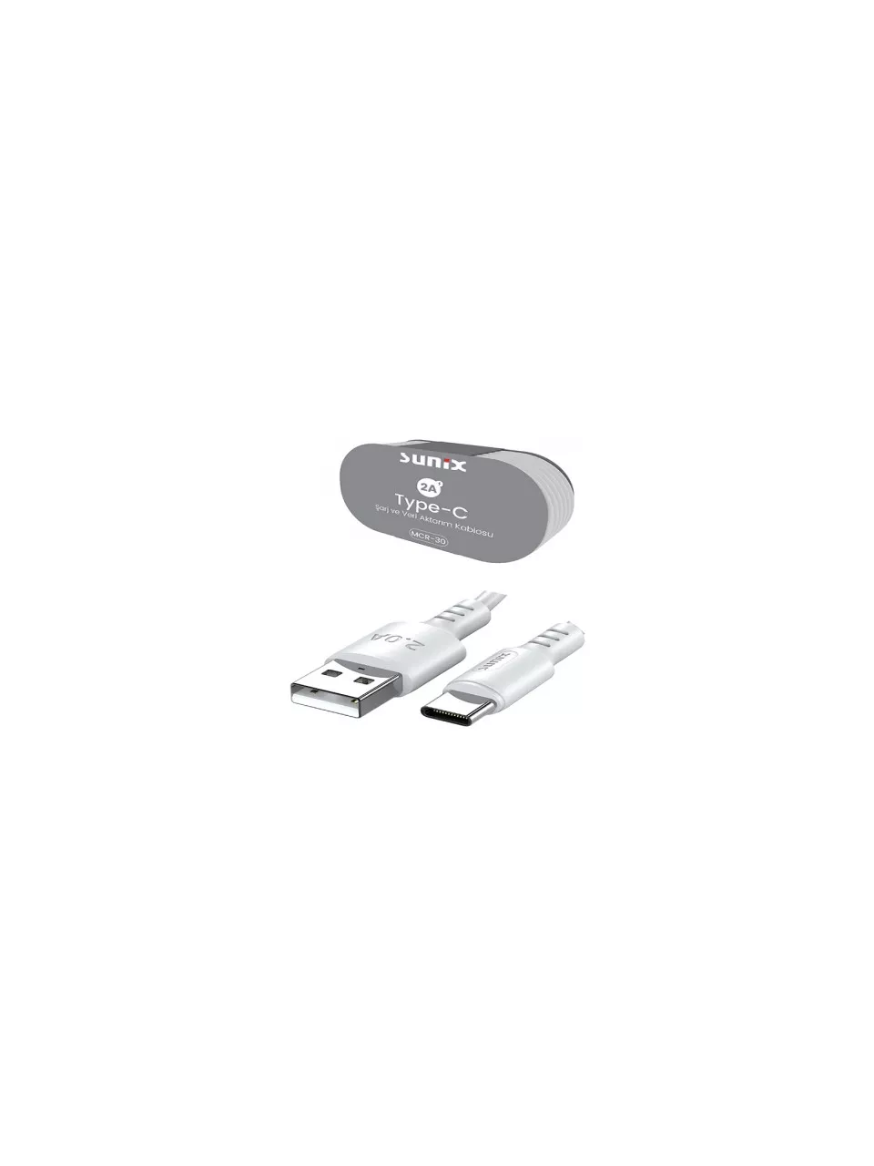 Hızlı Şarjlı SUNİX Tip-C Kablo - MCR-30, 2.4A USB Kablo