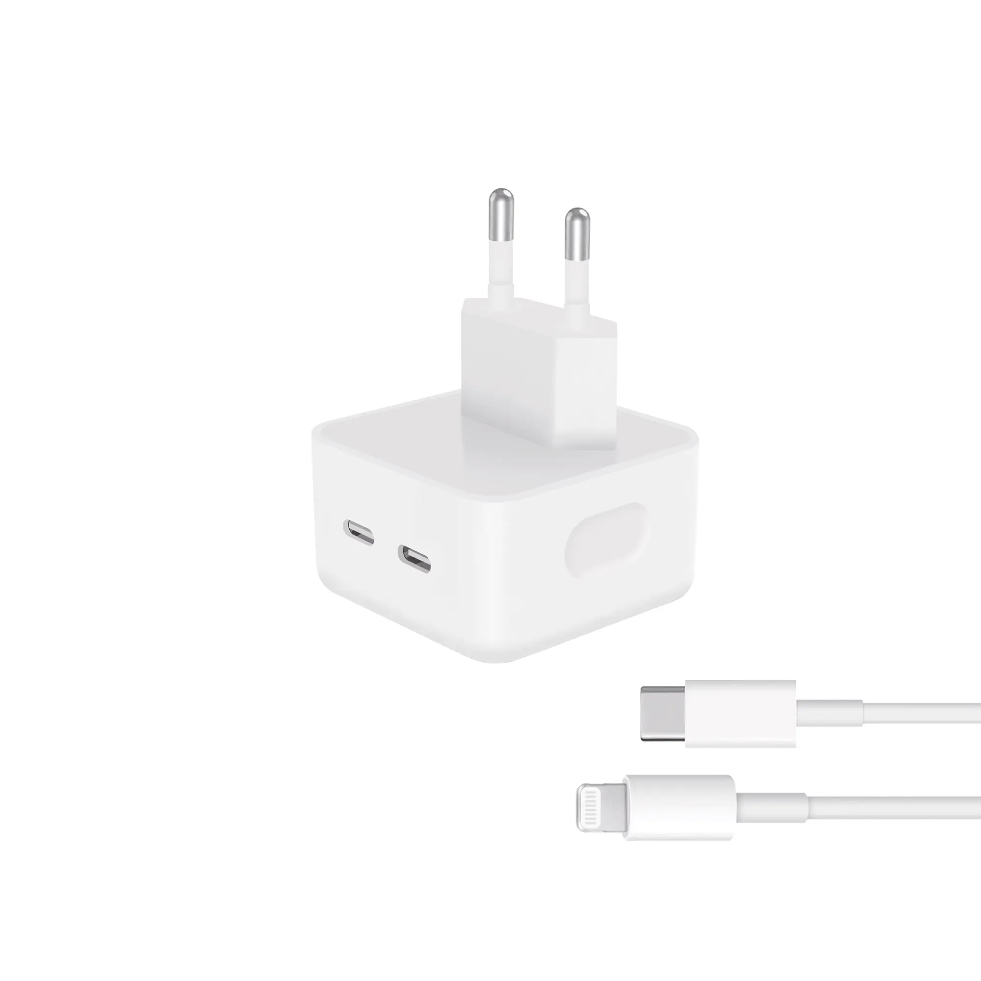 Sunix S-70 35W Çift USB-C Girişli Hızlı Şarj Aleti Type-C / Lightning Set Beyaz