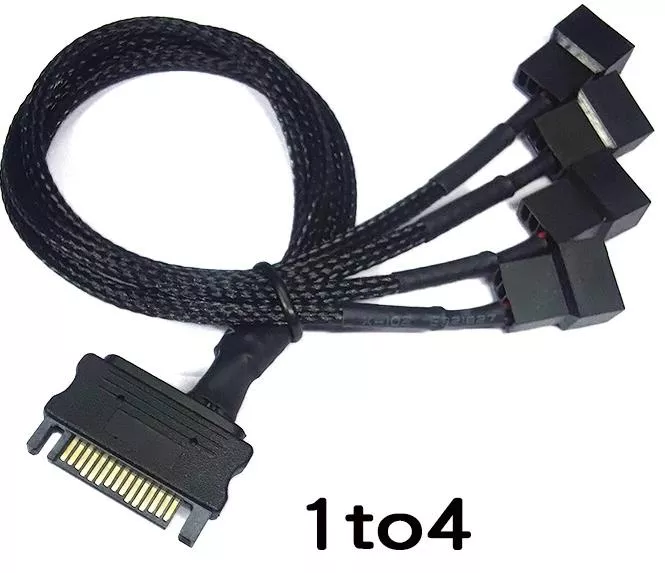 Alfais 4598 Sata Power To Fan Çevirici 4 Port Y Pin PWM Çoklayıcı Splitter Fan Kablosu