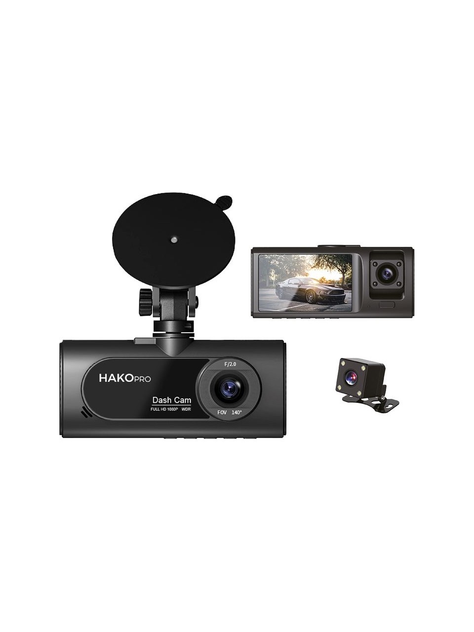 Hako Pro CMR100 Dash Cam - Full Hd 1080P, Arka Kamera, G-Sensör, Araç Içi Kamera
