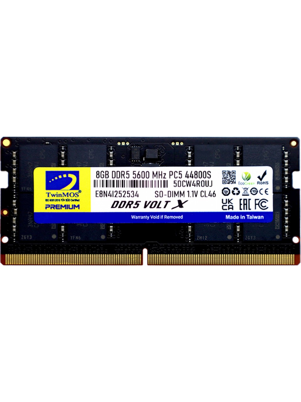 TWINMOS 8GB DDR5 5600MHZ NOTEBOOK RAM VALUE TMD58GB5600S46