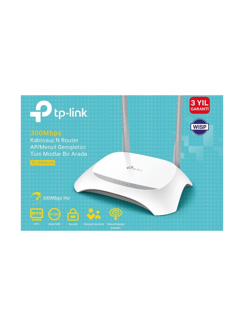 TP-LINK TL-WR850N 4 Port 300Mbps, 2.4Ghz Wifi, Masaüstü tipi, Megabit, Router, Access Point